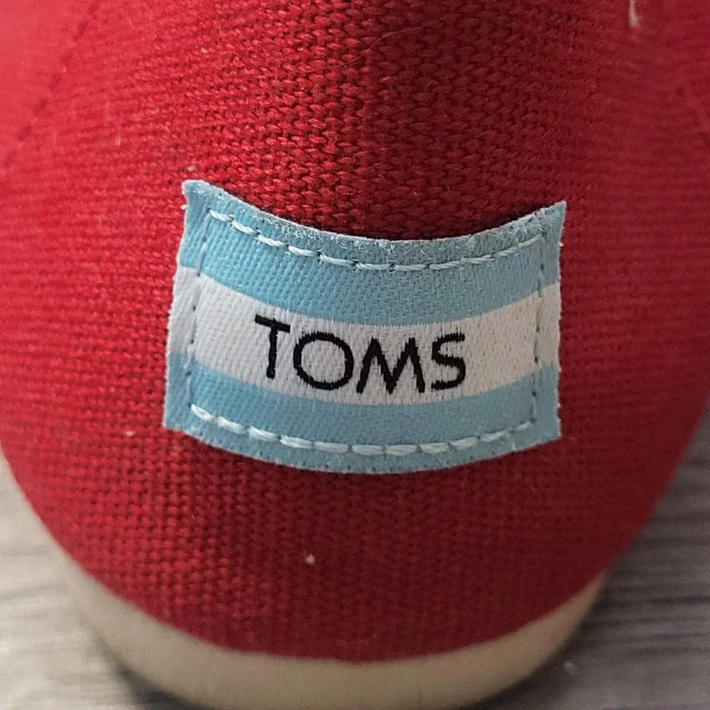 TOMS Womens Classic Alpargata Red Canvas Slip On Flats Shoes Size 8 Casual